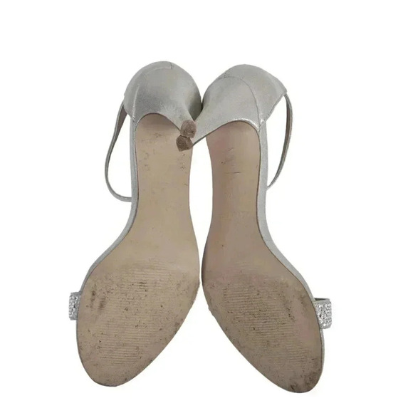 Carvela  Stiletto Heel Sandals Silver Metallic Sling back Size 37 - Picture 12 of 15